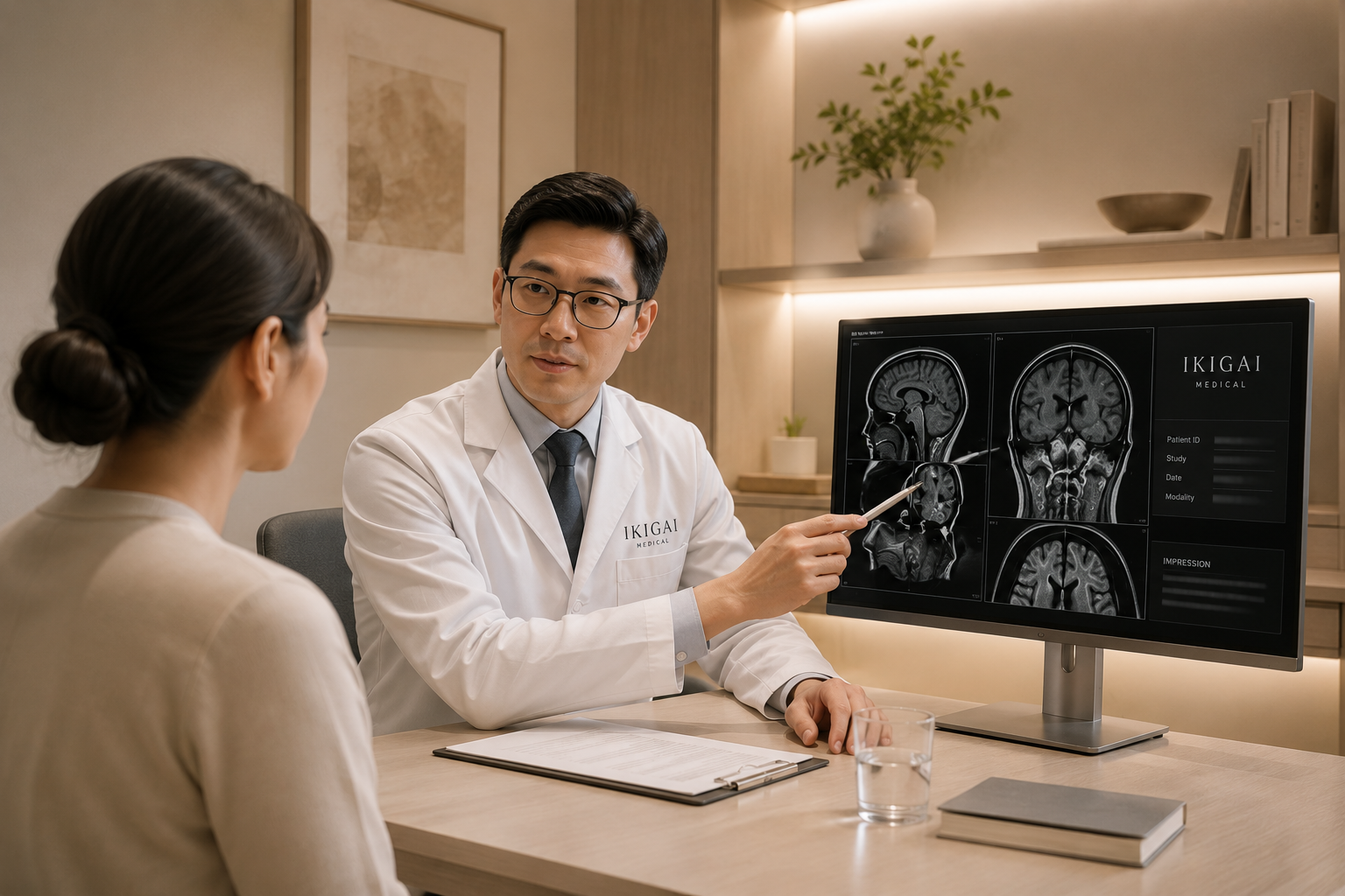 Doctor reviewing MRI results