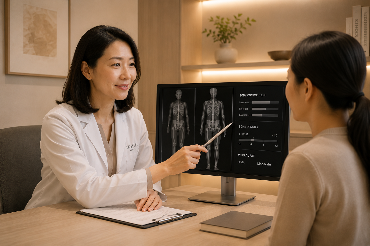 Doctor reviewing DEXA scan results